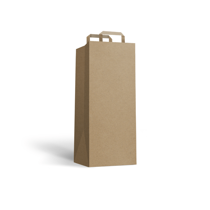 Bolsa de papel con asas planas para 1 botella Bolsa de papel con asas planas para 1 botella